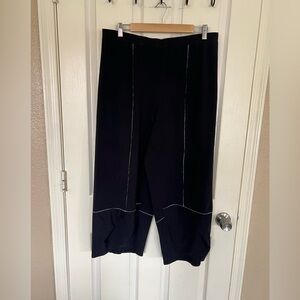 Habitat Clothes LIV Black Wide Leg Cropped Pants Size L Pima Cotton Blend